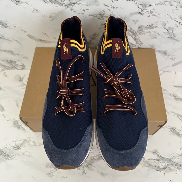 Polo Ralph Lauren Trackster 200 II Harris Tweed Athletic Sneakers Men Size 11.5 - Picture 4 of 7